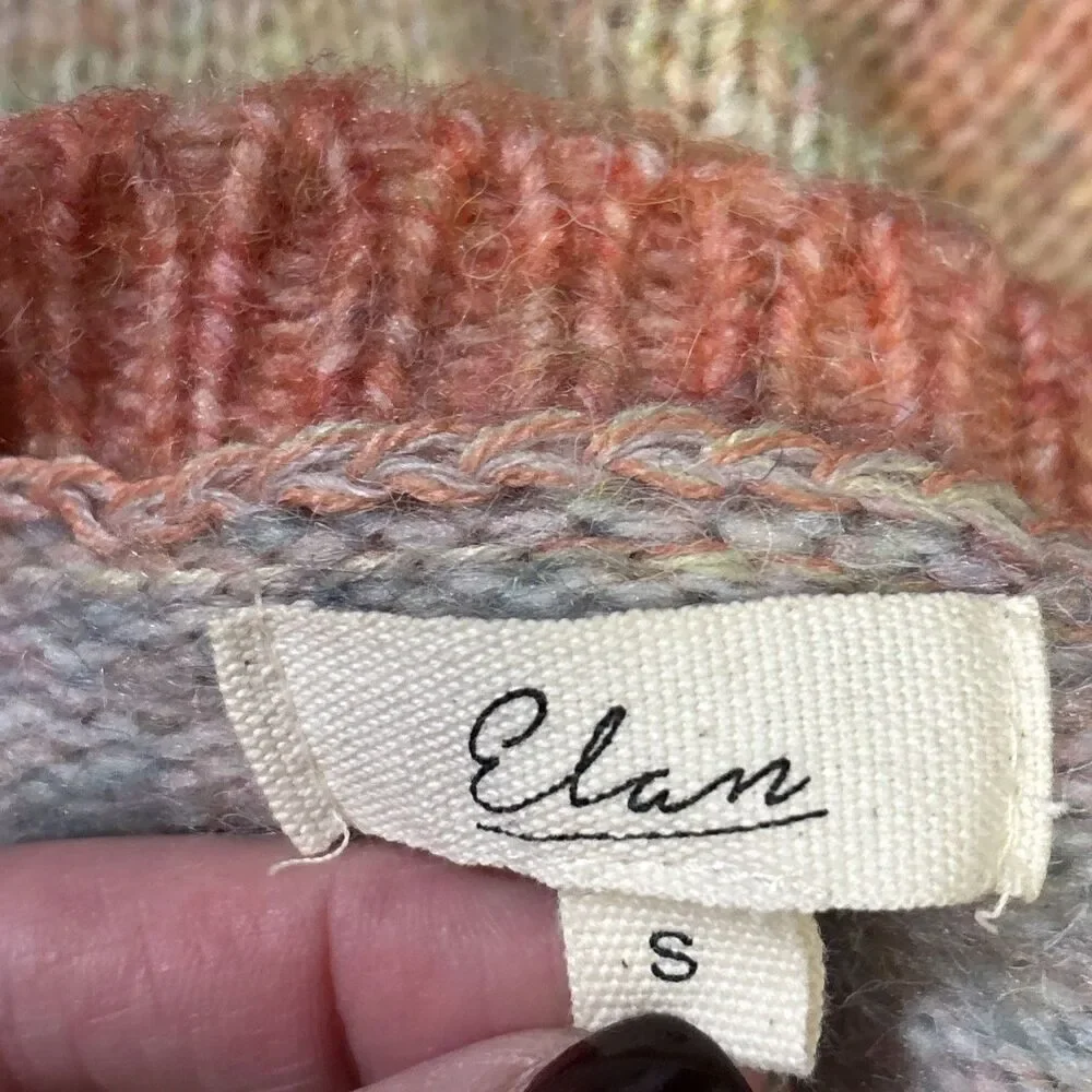ELAN Crewneck Multi Color Ombré Drop Shoulder Knit Sweater Women's Size Small